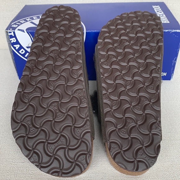 BIRKENSTOCK NEW Arizona Shearling Fur Suede Leather Mocha Brown Sandals 40 9 9.5 - Picture 4 of 7
